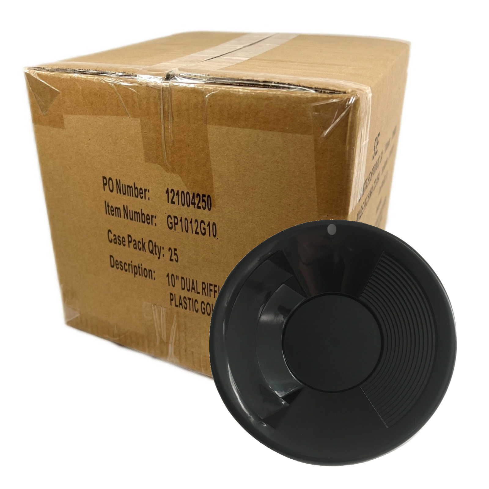 10" Gold Pans | WHOLESALE | Box of 25 | Double Riffle | Plastic | Black OR Green