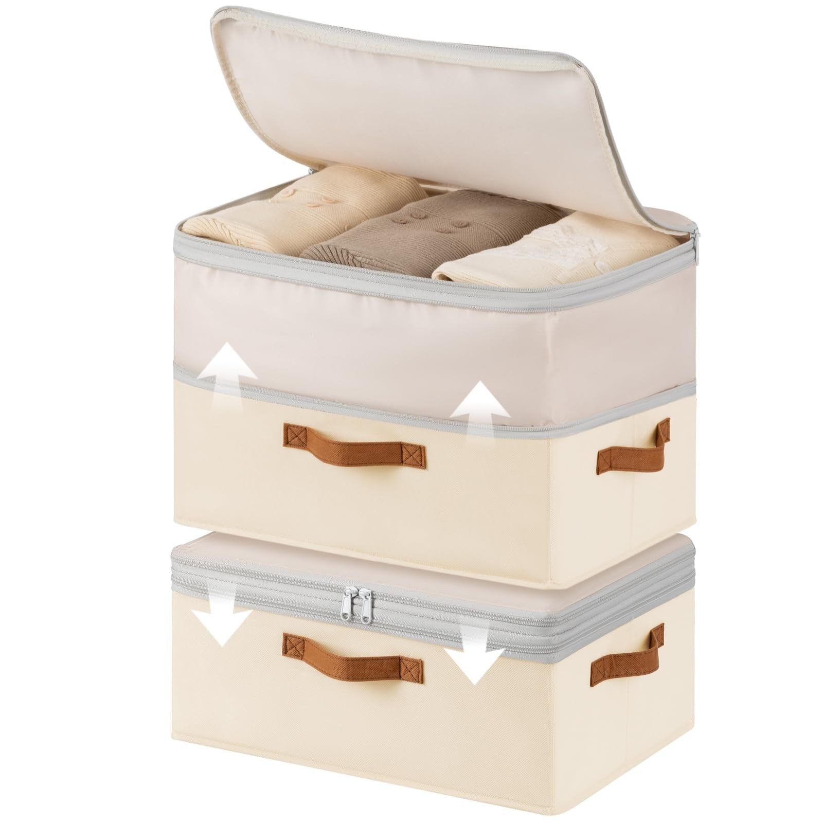 Homsorout Large Closet Storage Bins - Compression 38 Qt - 2 Pack, Beige