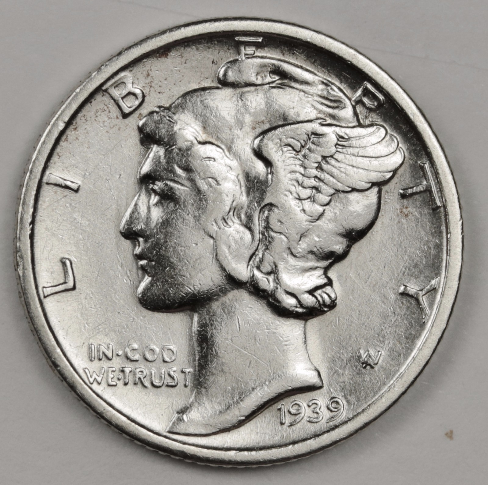 1939-s Mercury Dime.  A.U.  119025  Inventory G