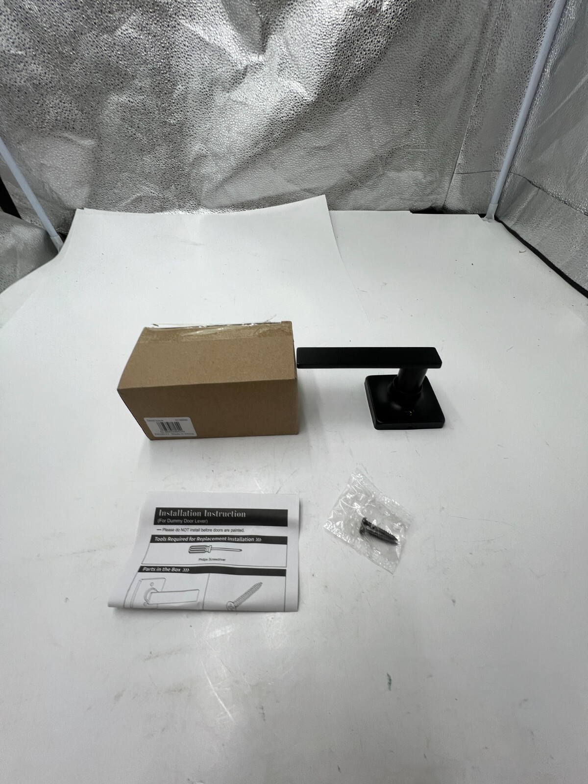 Lever Door Handle DL3665XBKDM Matte Black Square Rosette 019699