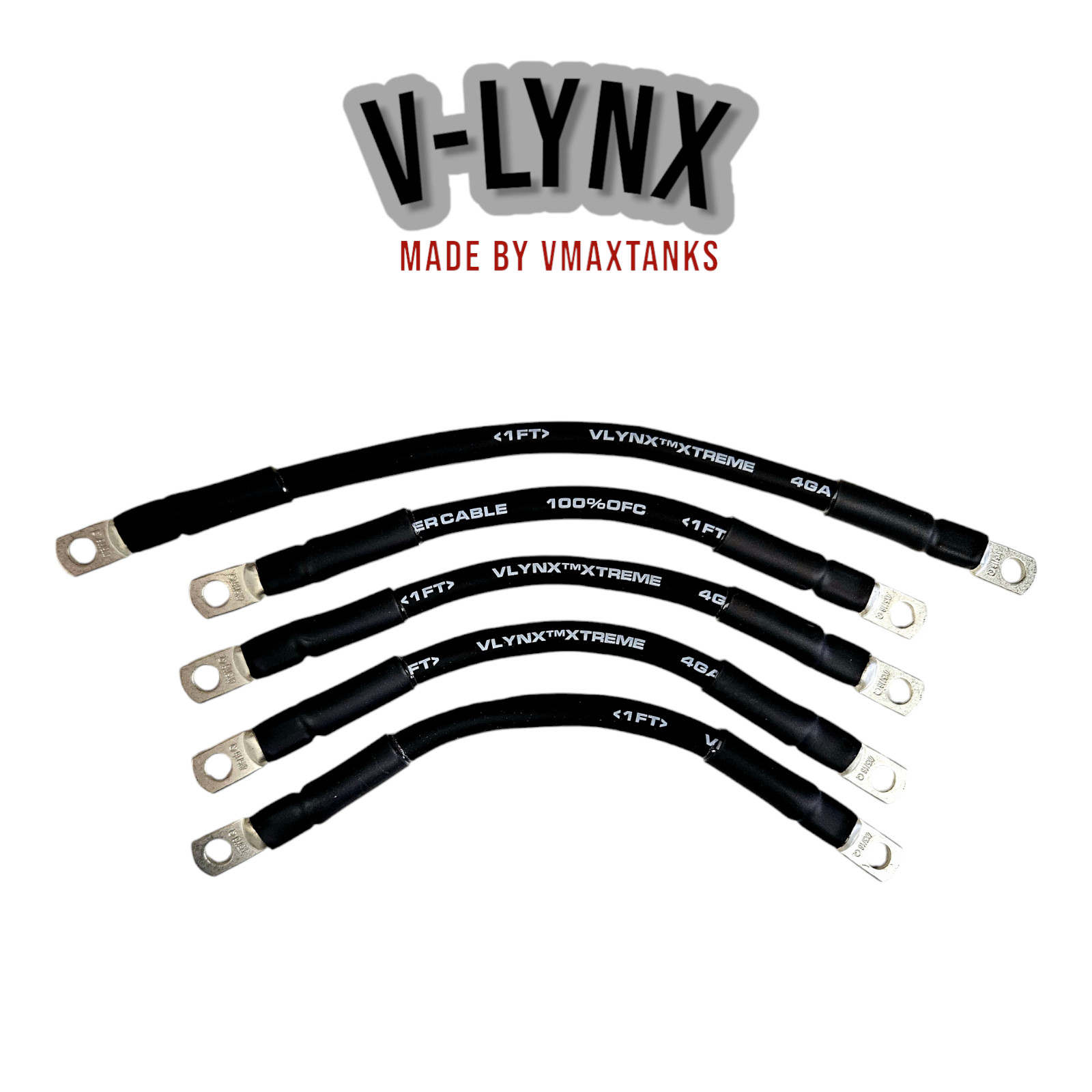 4 Awg HD Golf Cart Battery Cable 5 pc Set E-Z-GO TXT 94 & Up VLynx Made in USA