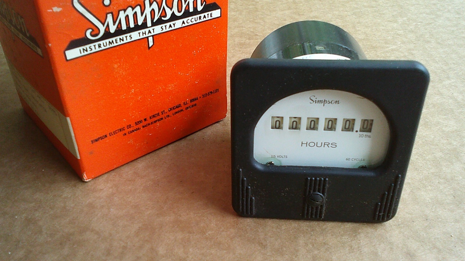 Vintage Simpson 57ET Elapsed Time Indicator Hour Meter NOS