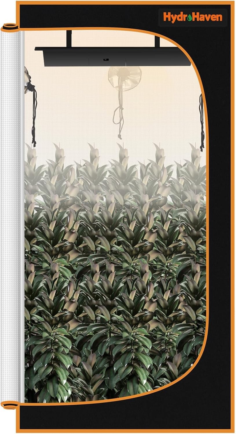 2x2 Grow Tent Kit (24"x24"x55") - Heavy-Duty 600D Diamond Mylar Canvas Lining, 9