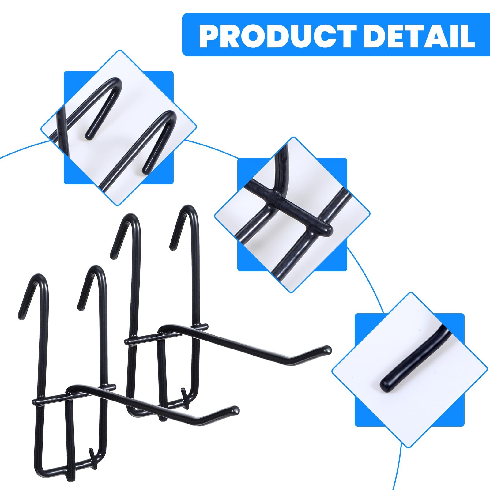 4 Inch Grid Wall Hooks Heavy Duty Panel Store Mount Display Black 100 PCS