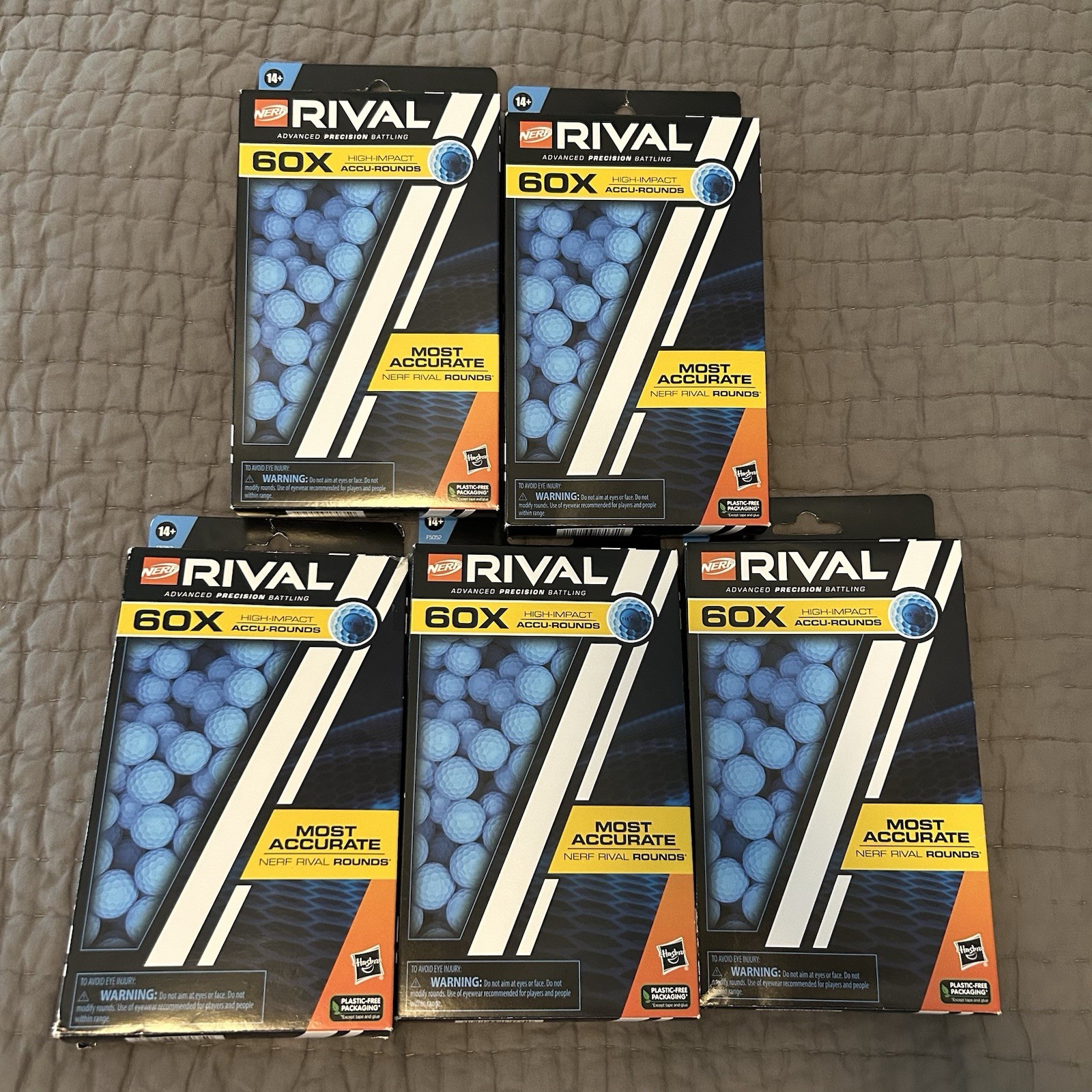 Nerf Rival 60X Accu-Rounds Blue High-Impact Refill Pack NEW Lot of 5