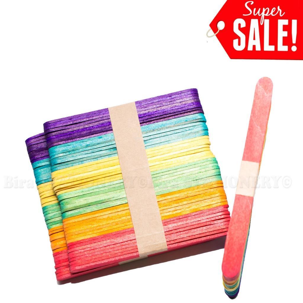 150pcs Natural WOOD Colored CRAFT STICKS POPSICLE STICKS  114Lx10Wx1.5mm