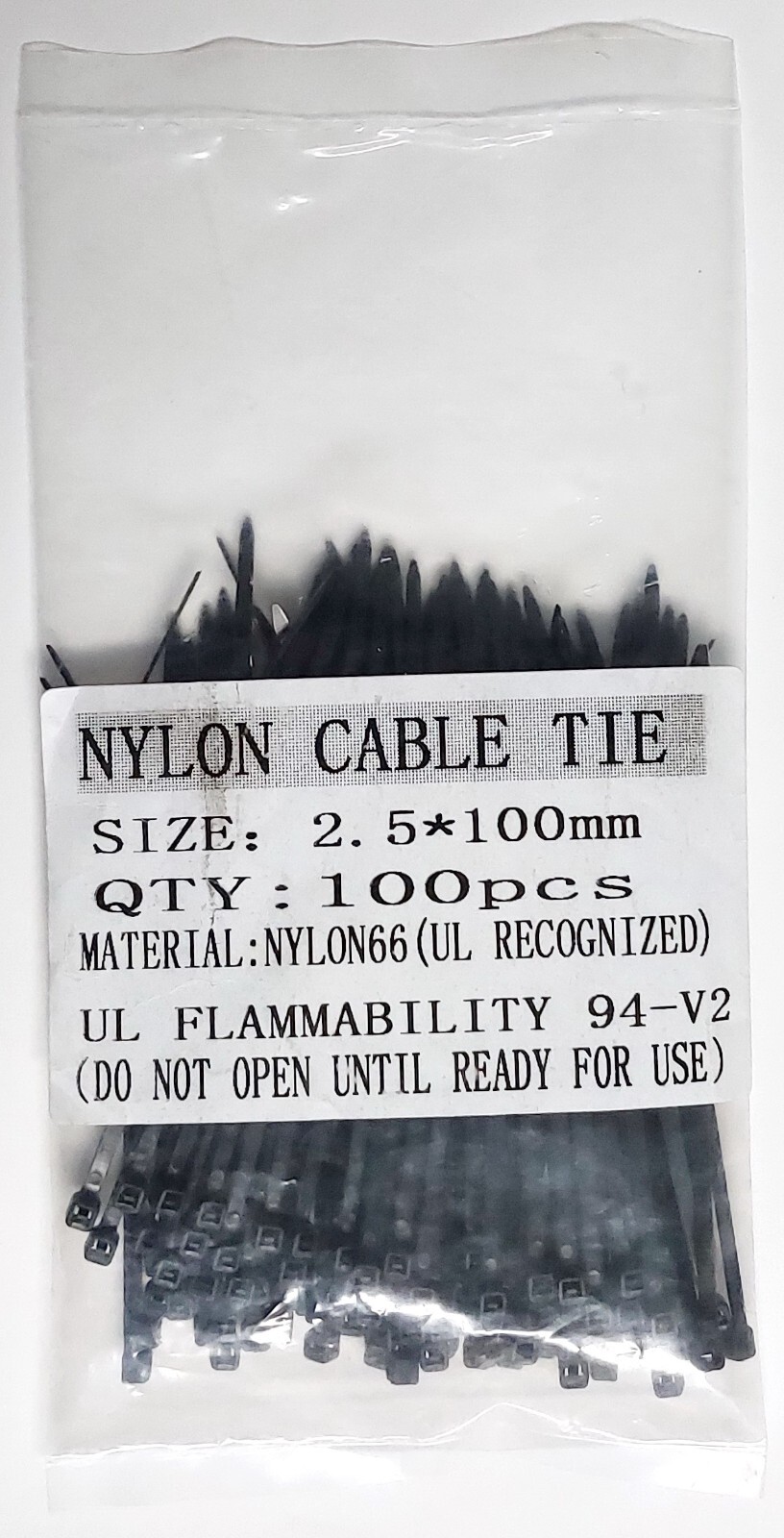 Nylone Cable Tie 4 inches 20 lbs, 100 pcs/pack, Black