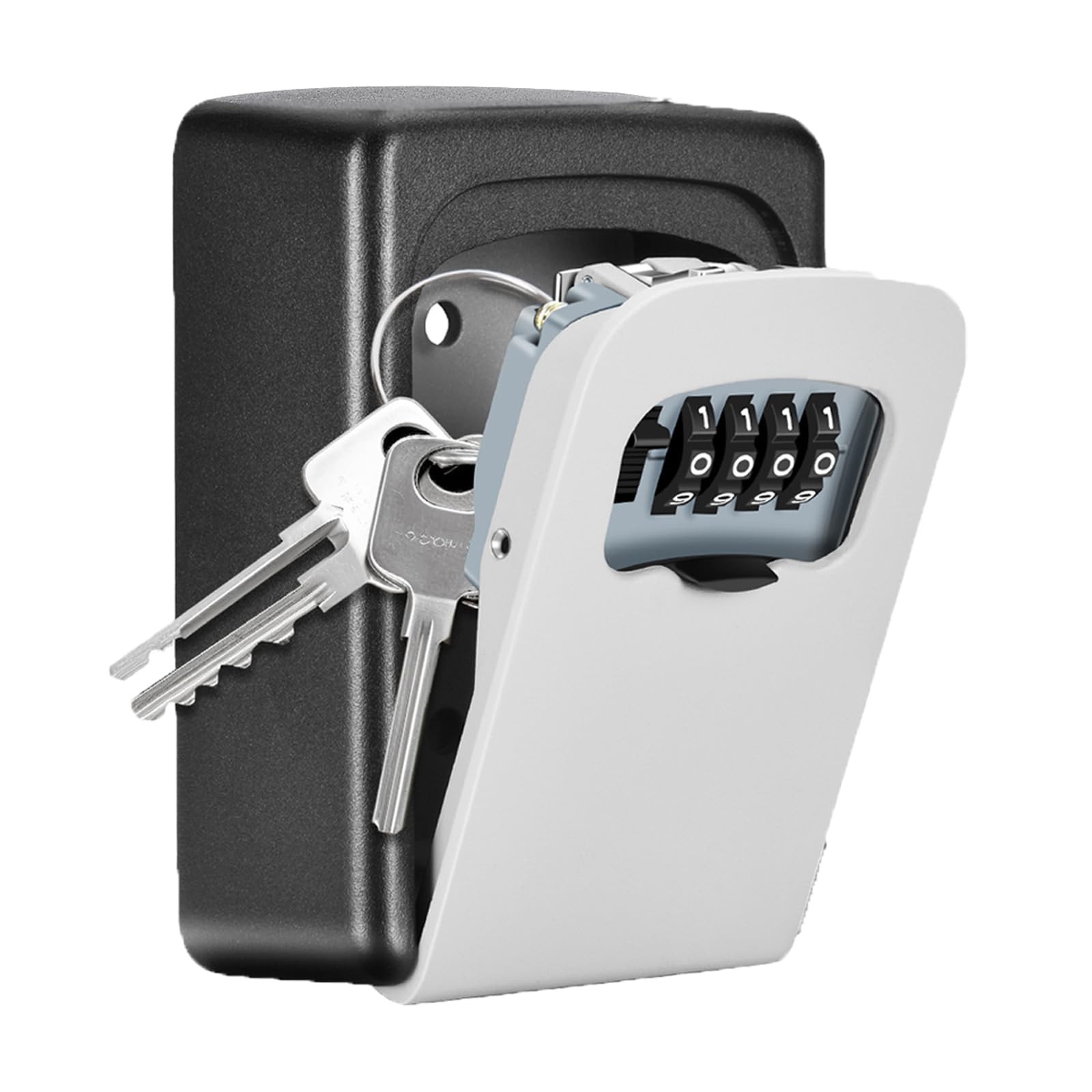 Key Lock Box Wall Mounted, Fayleeko 4 Digit Combination Lockbox for 1, Grey
