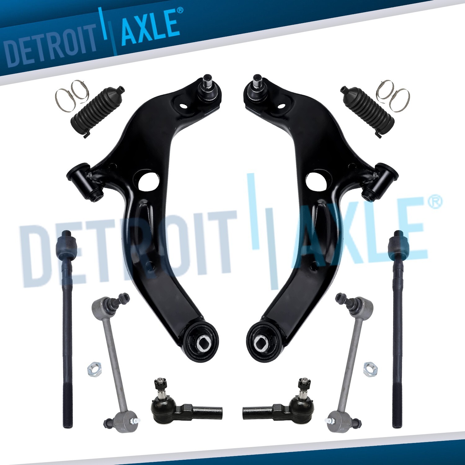 Front Lower Control Arms Tie Rods Sway Bars End Kit for 1999 2000 Mazda Protege