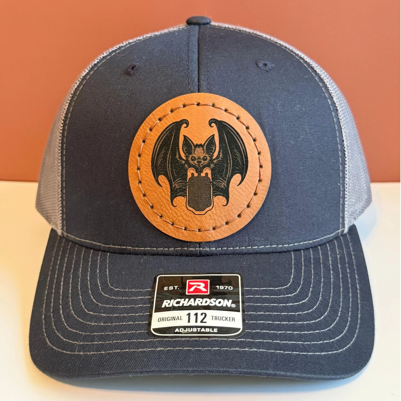 Vampire Bat Blood Bag Patch Hat – Hand Sewn Leatherette Patch Snapback
