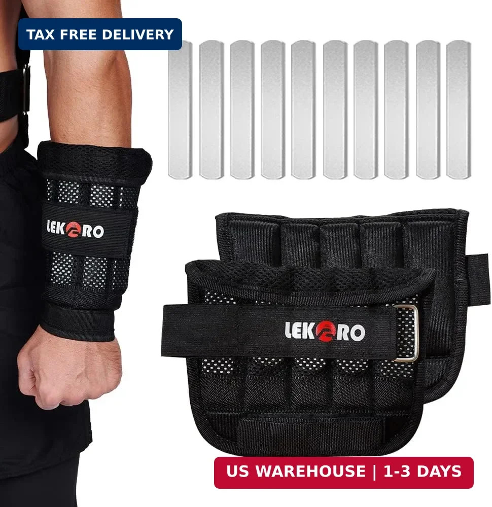 Wrist Ankle Weights with Removable Steel Bars, 1 Pair Adjustable Arm Leg Weights