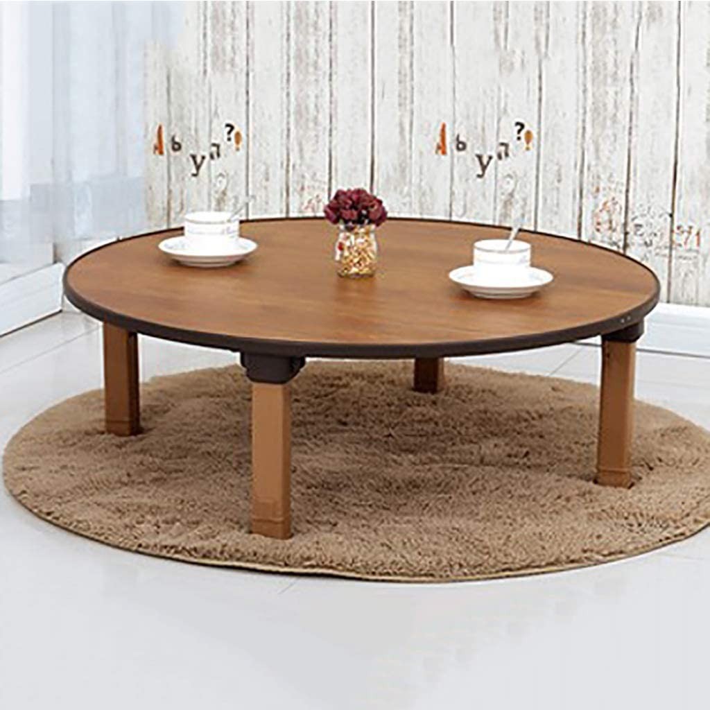 TALSAK Round Folding Tea Coffee Table, Japanese-Style Low Table, Dining Table...