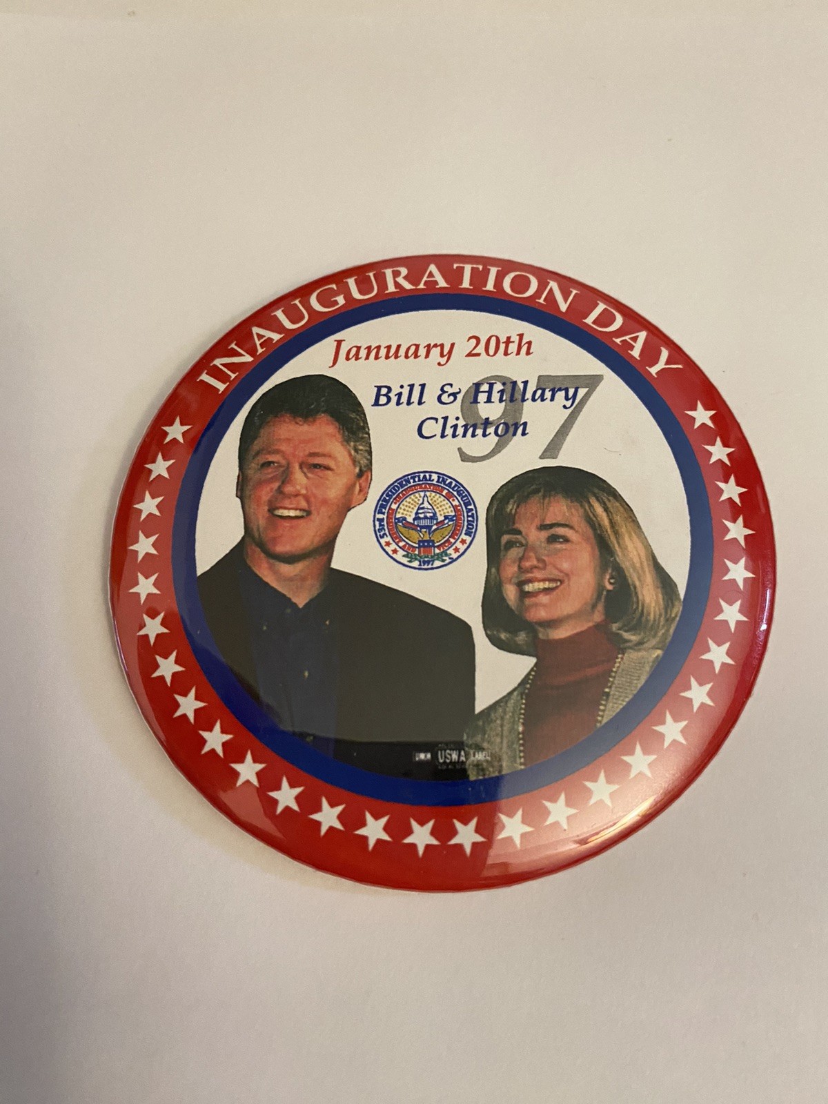 Inauguration Bill Clinton 97 Pin Back Button P138