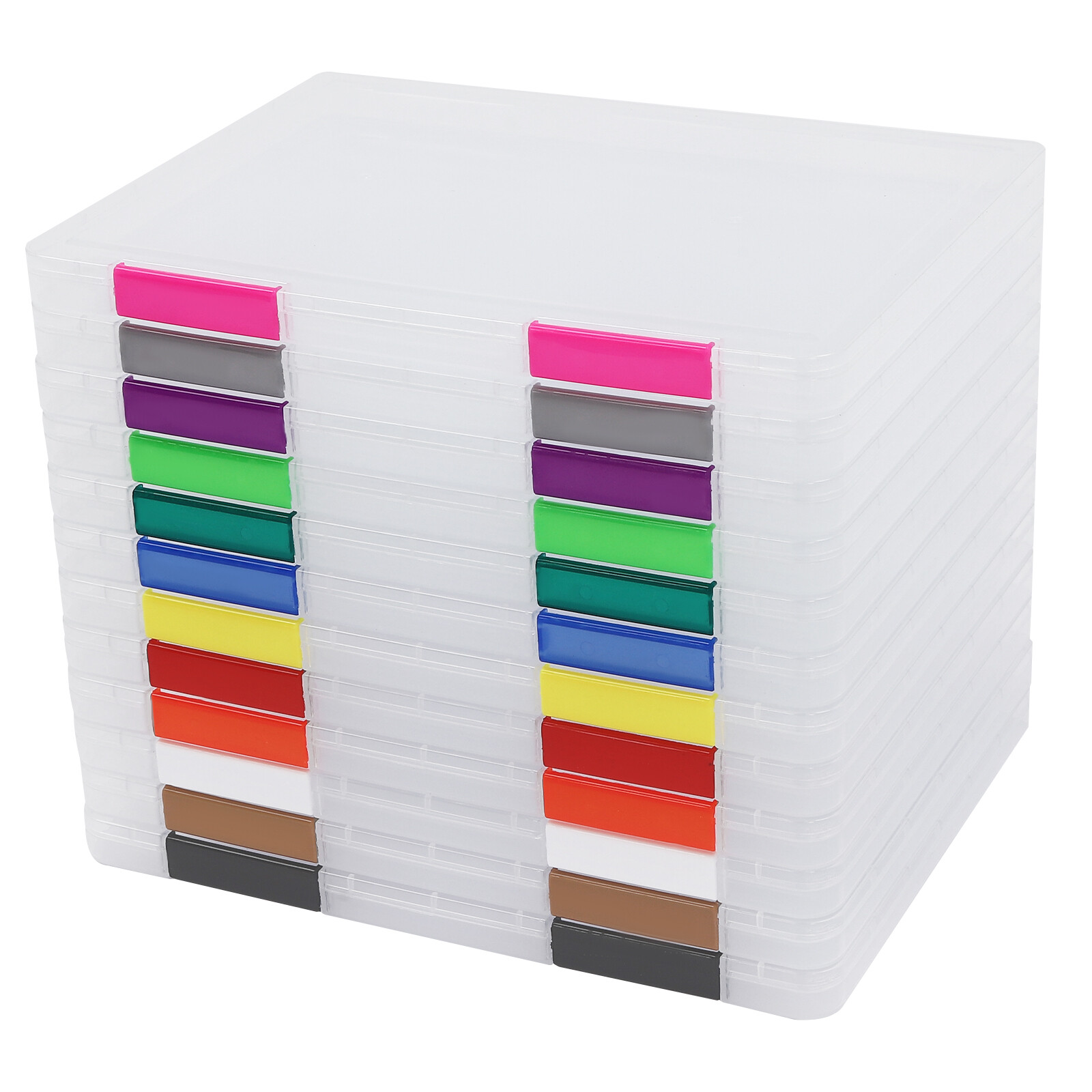12 Pcs A4 Clear File Boxes Paper Storage Box Document File Holder with Buckle