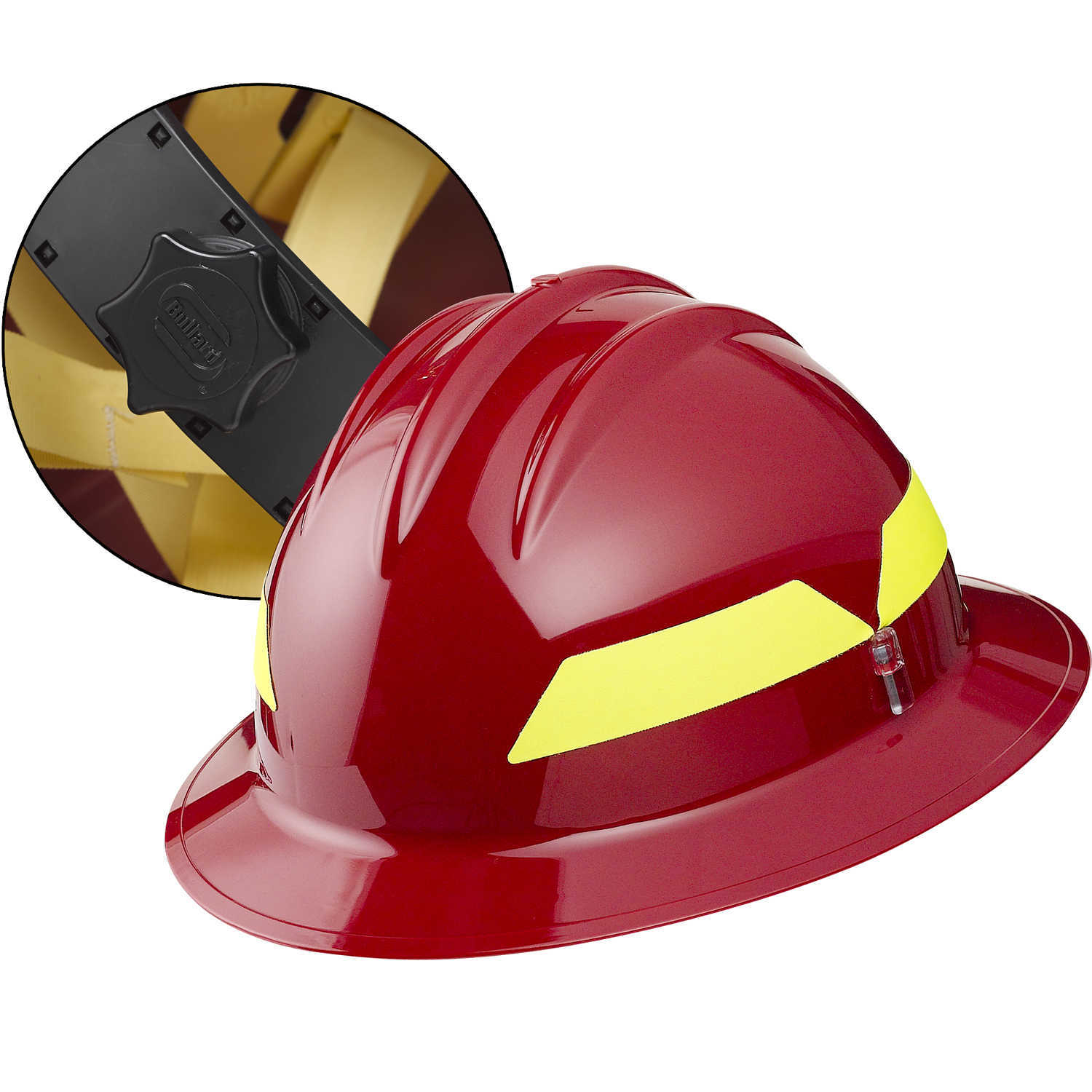 XL Brim Red Hat Bullard Wildland Fire Helmet with Ratchet Suspension