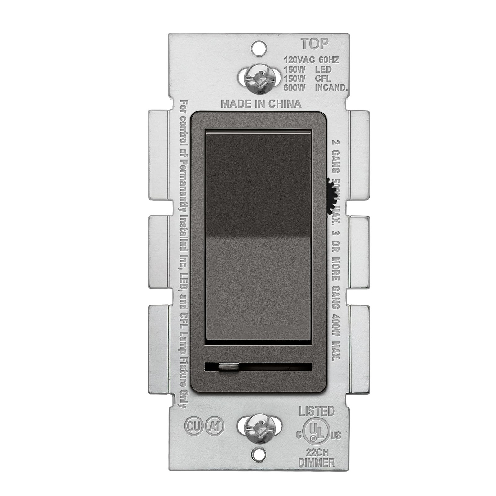 BESTTEN Matte Brown Dimmer Wall Light Switch, Single Pole or 3-Way, Compatibl...