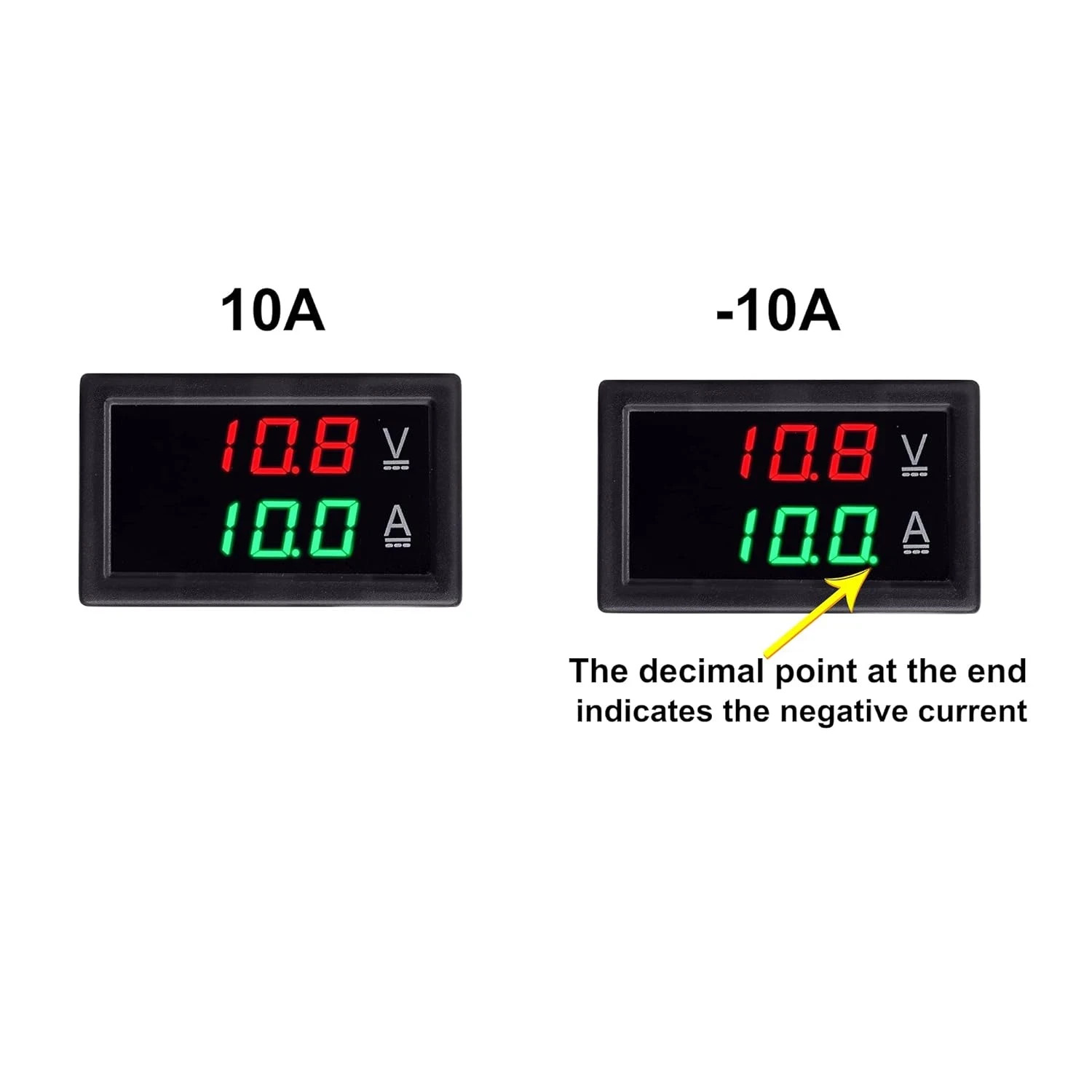 Volt Amp Meter, DC 5-100V 100A Dual Display Current Voltage Meter, Digital Mini