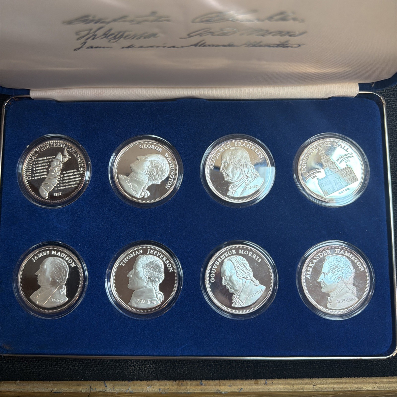 US Constitution Founding Fathers 99.9+% Silver Dollar Proof Set w/COA 8oz silver
