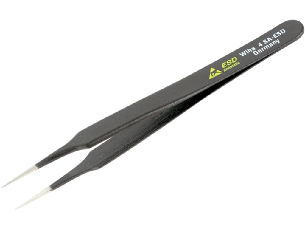 Wiha 44508 - ESD Safe Tweezers 4 SA Fine Tapered 110mm