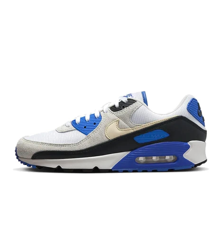 Nike Mens' Air Max 90 Training Sneakers - White/Racer Blue/Black/Khaki