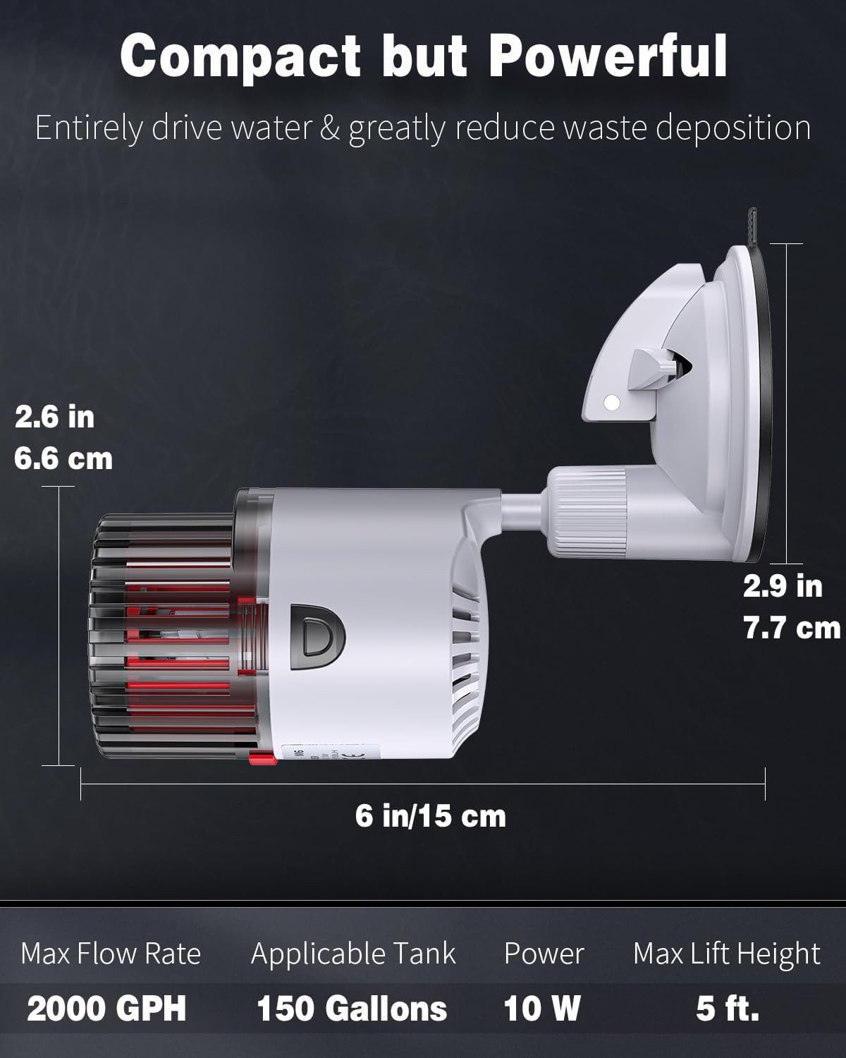 Pawfly Aquarium Wave Maker for Fish Tanks up to 150 Gallons 2000 GPH Adjustable