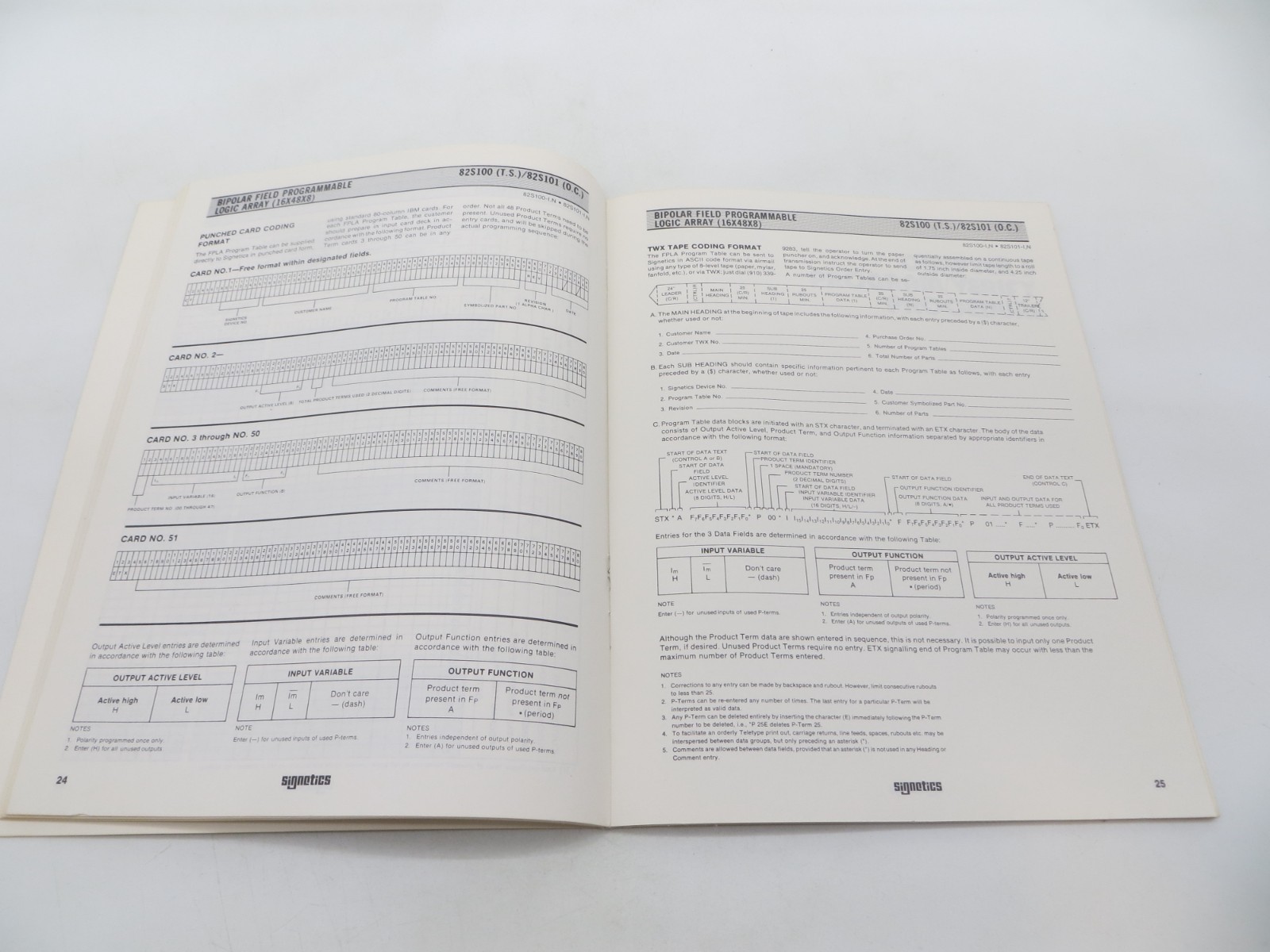 Signetics Field Programmable Logic Arrays 1977 vtg tech data manual reference