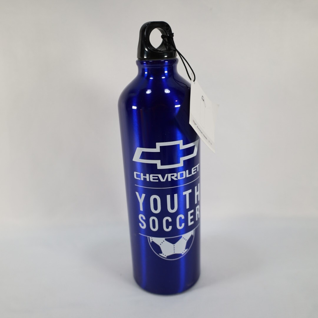 Chevrolet Yong Soccer Blue Metal Water Drink Bottle With Logos