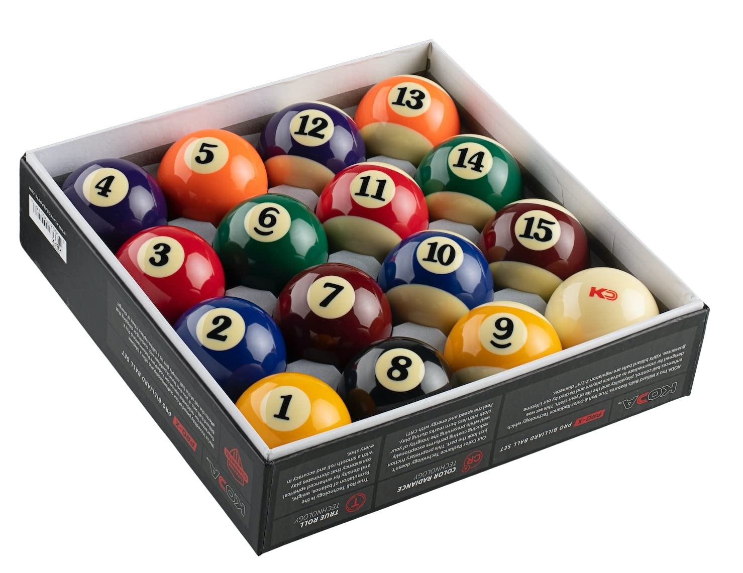 Koda Sports KBPX 2-1/4 PRO-X Regulation Billiards & Pool Balls Set