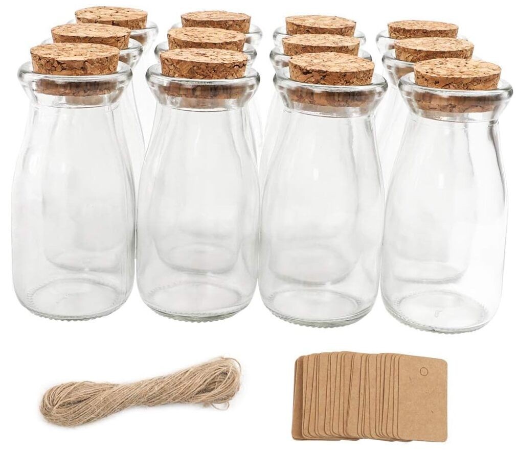 12pcs 3.4oz Small Glass Jars with Lids, 100ml Candy Jars Potion Bottles with