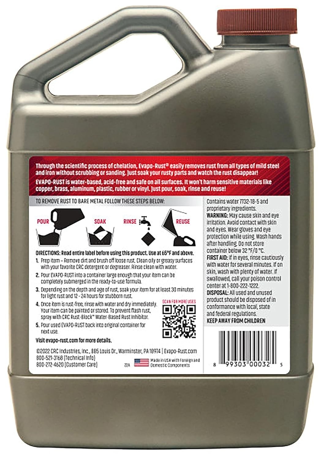 Heavy-Duty Rust Remover Reusable Acid-Free Non-Corrosive - 32 oz