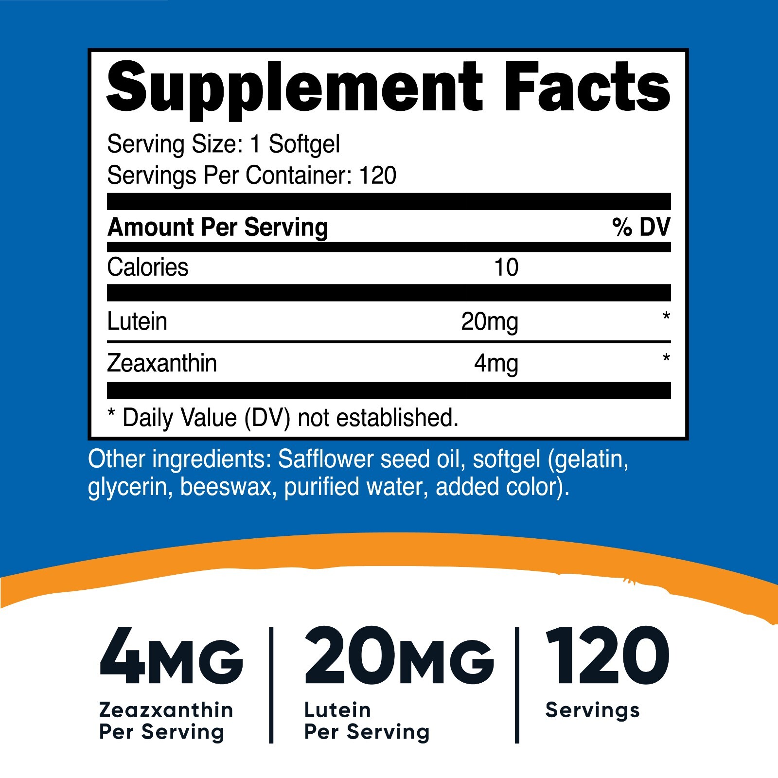 Nutricost Zeaxanthin with Lutein 20mg, 120 Softgels, Non-GMO & Gluten Free