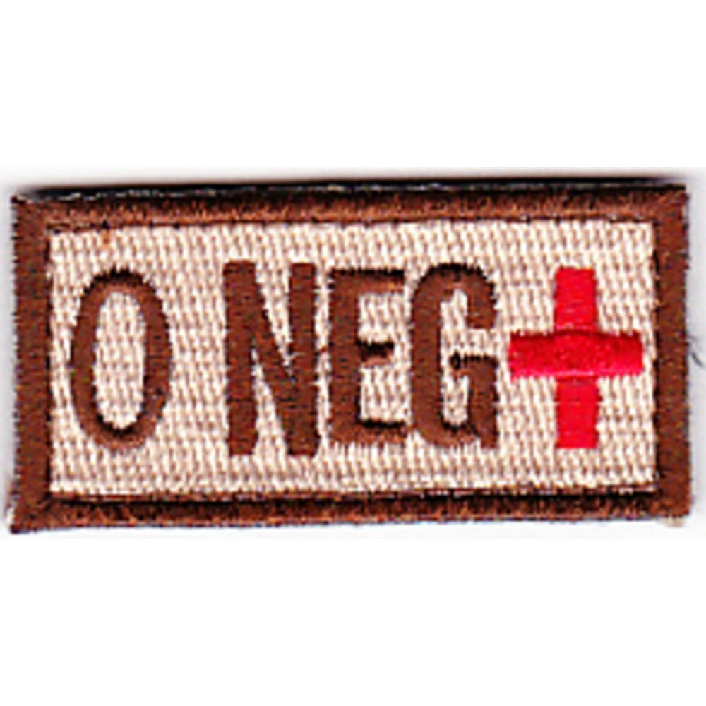 0  NEG NEGATIVE BLOOD TYPE HOOK AND LOOP DESERT EMBROIDERED  PATCH