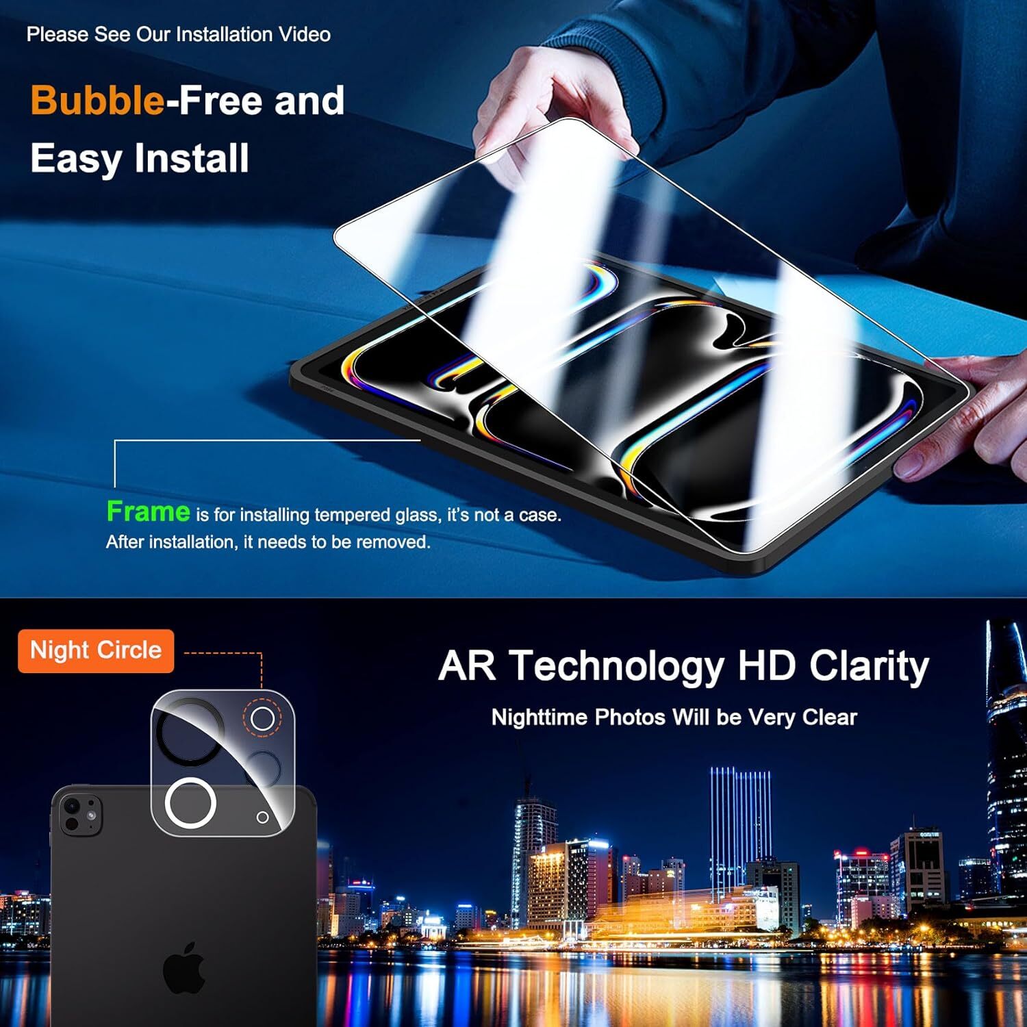 Screen Protector Compatible With iPad Pro 11 Inch (2024) [2+2 Pack]