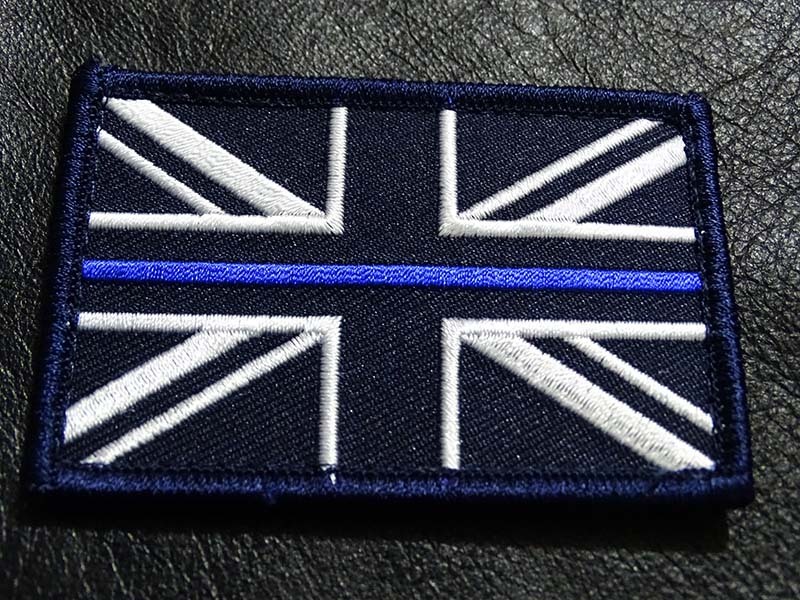 UNION THIN BLUE LINE POLICE UK UNION FLAG 3 x 2 inch HOOK PATCH (MTE2)