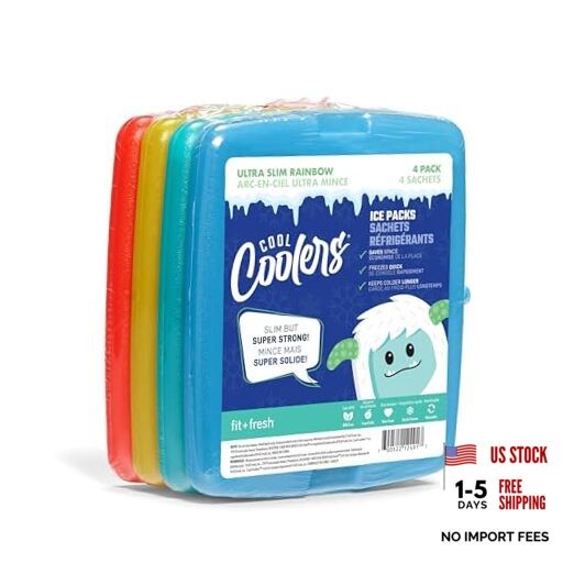 Cool Coolers by Fit + Fresh, 4 Pack Slim Ice Packs, Space Multi Color (4 Pack)