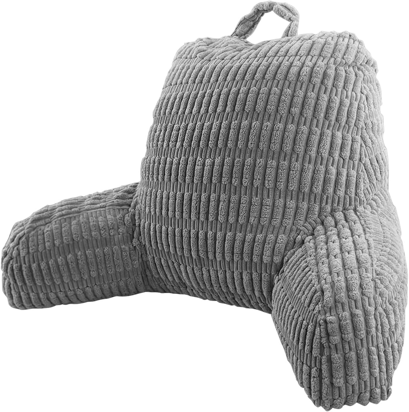 Dark Grey Reading Pillow For Sitting In Bed Back Support Chair With Arms