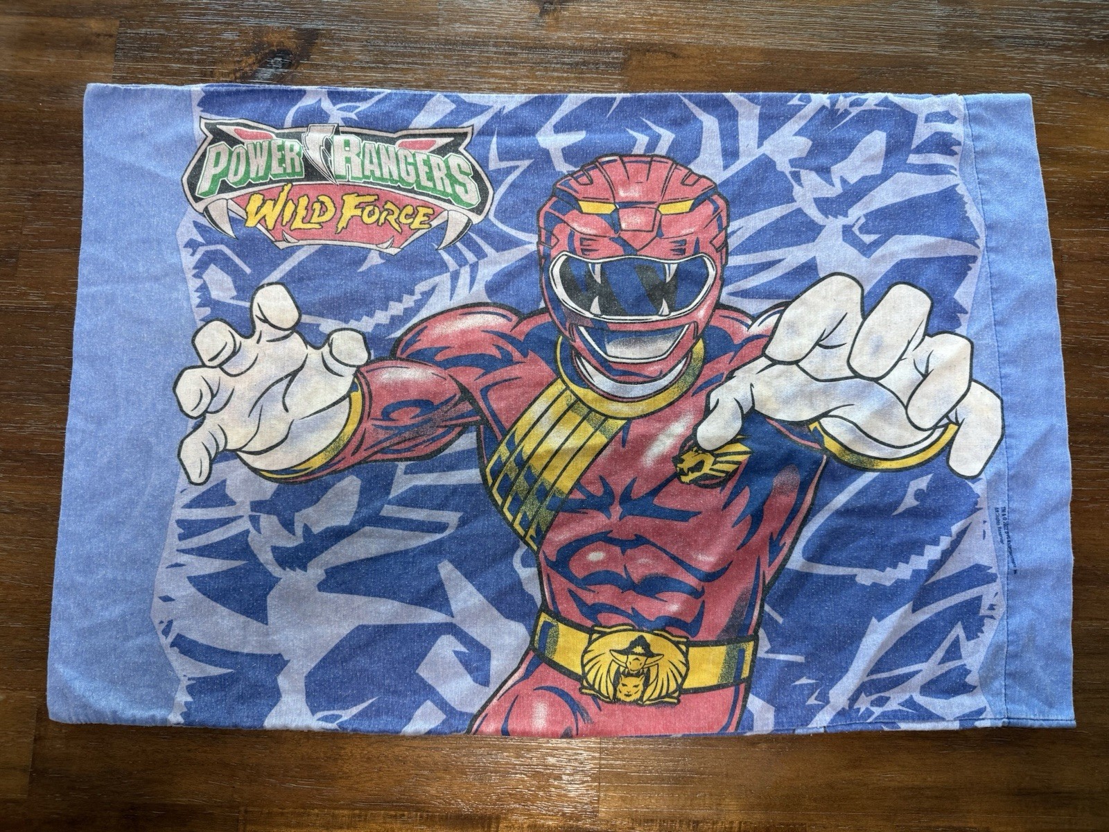 Power Rangers Wild Force Standard Size Pillowcase Vintage 2002 Single Red Blue