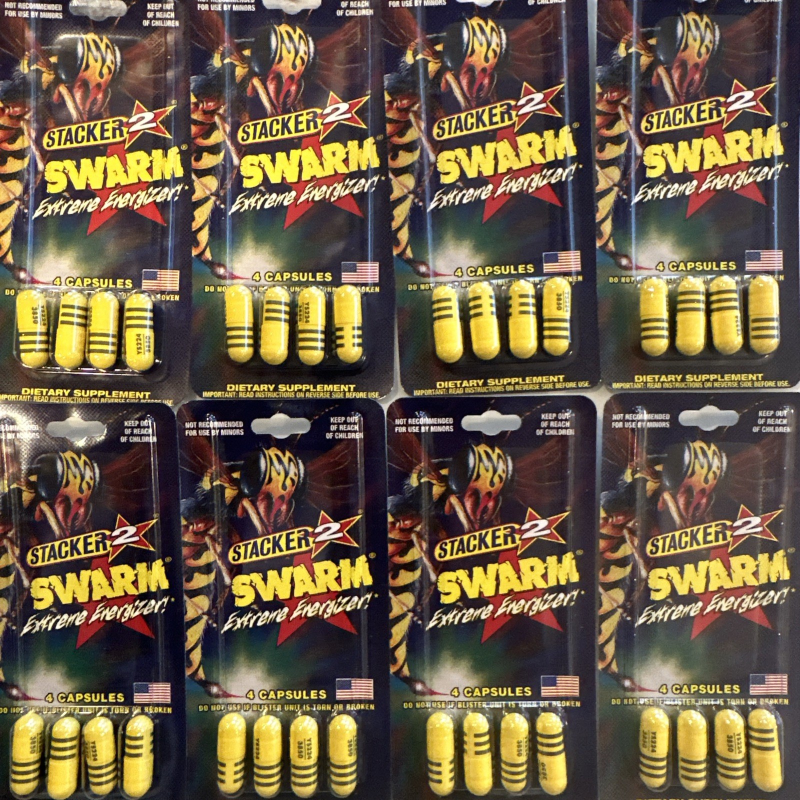 8ct SWARM EXTREME ENERGIZER By Stacker Weight Loss 32 Capsules