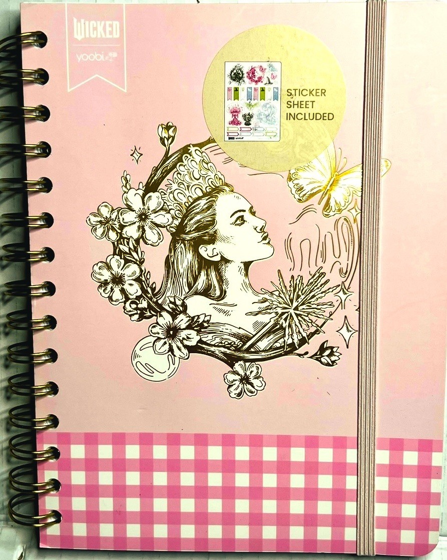 Wicked for Good Glinda Spiral Journal notepad Brand New  With Sticker Sheet