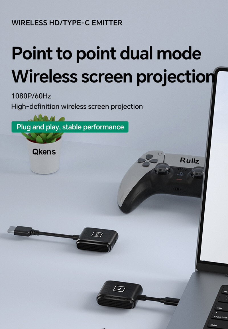 Wireless HDMI Type C Transmitter Receiver Extender for Iphone 15 Laptop PC To TV