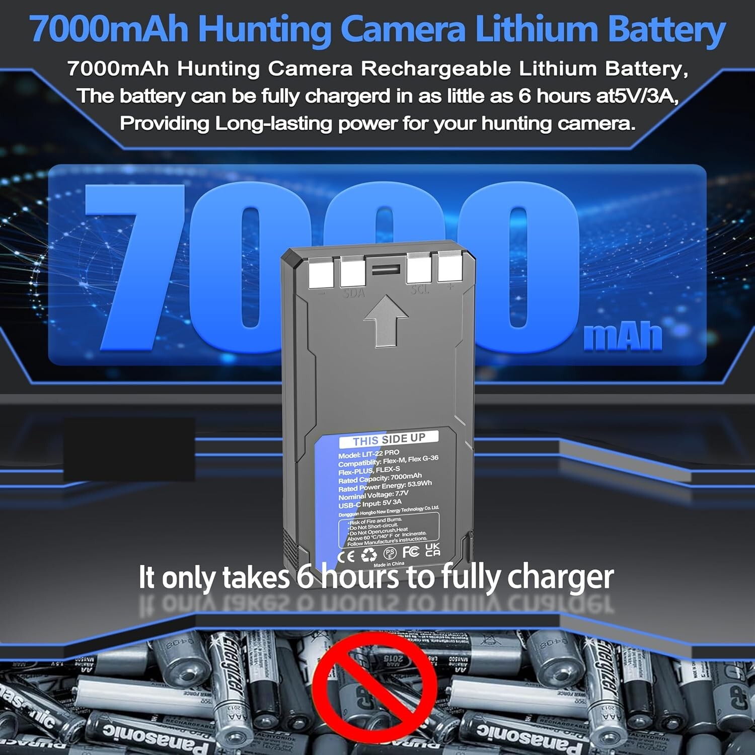 4-Pack Rechargeable LIT-22 Battery Compatible with Trail Camera Flex-M Flex G-36