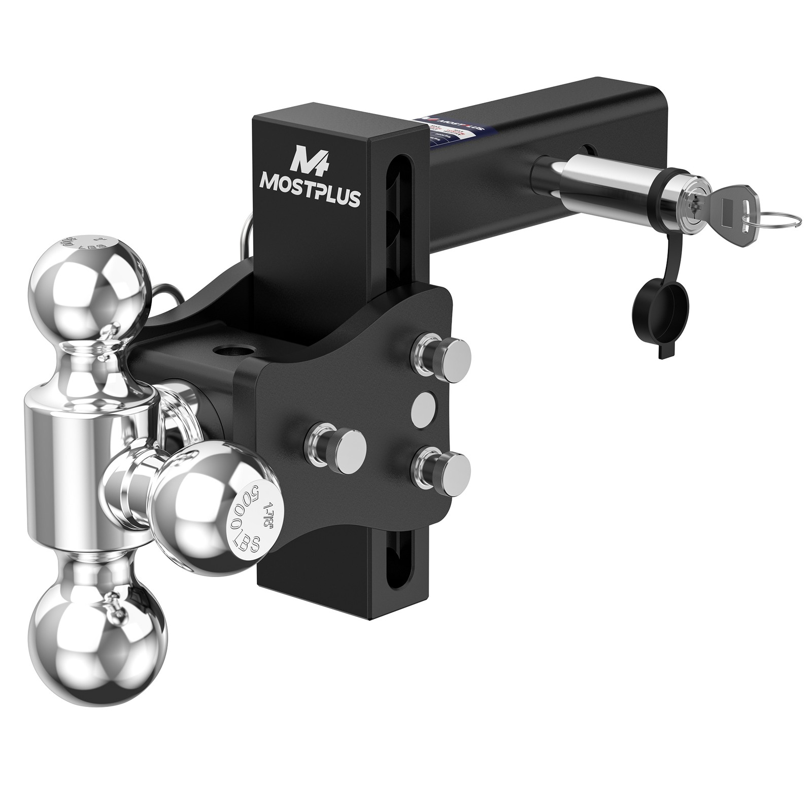 2.5" Receiver 4" Drop Tow Hitch Adjustable Tri-Ball Mount Trailer Hitch 20000lbs