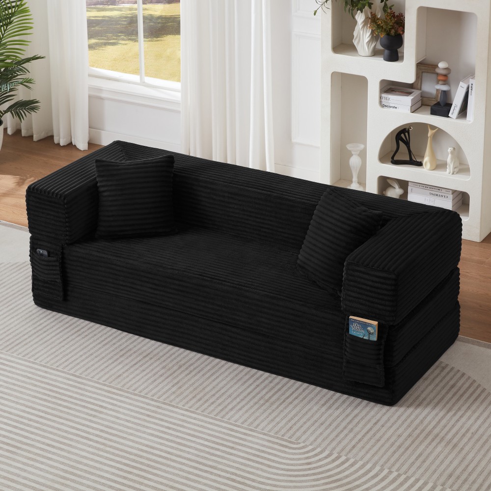 Convertible Sleeper Sofa Bed for Small Spaces, 3-Seater w/ Removable Covers