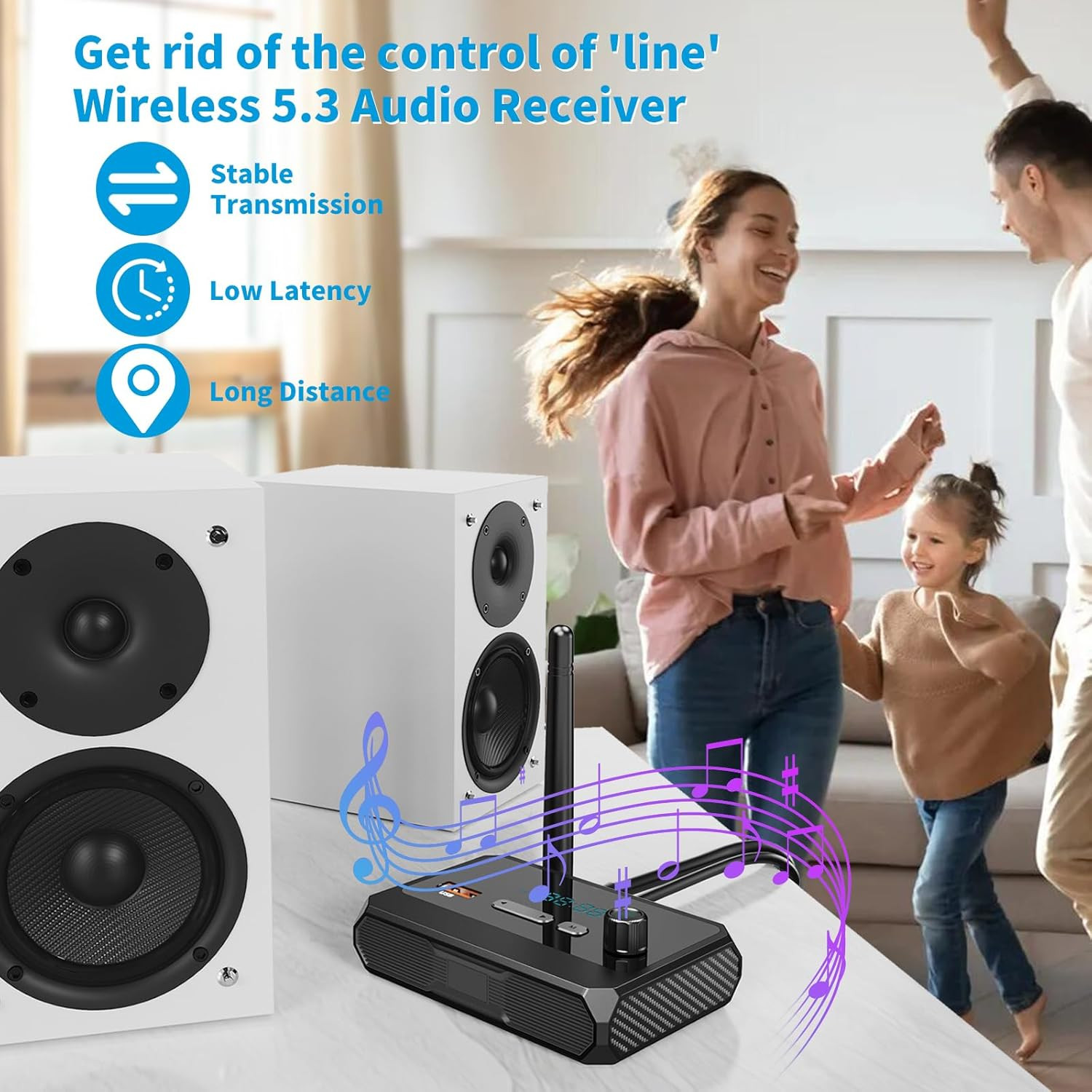 Bluetooth 5.3 Receiver for Home Stereo, RCA Bluetooth Adapter, Low Latency & HD