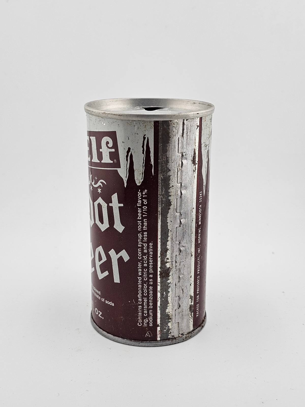 Vintage Steel Pull Tab Elf Root Beer 12 oz Empty Can