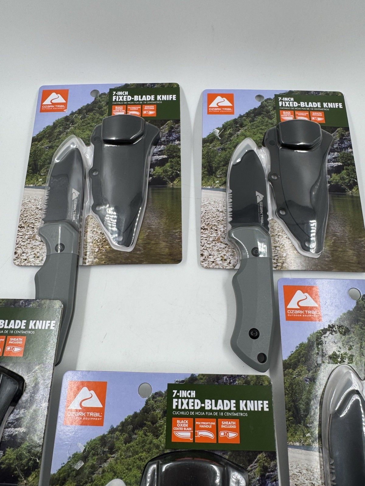 (5) Ozark Trail 7” Fixed Blade Knife w/ Black Polypropylene Handle & Sheath