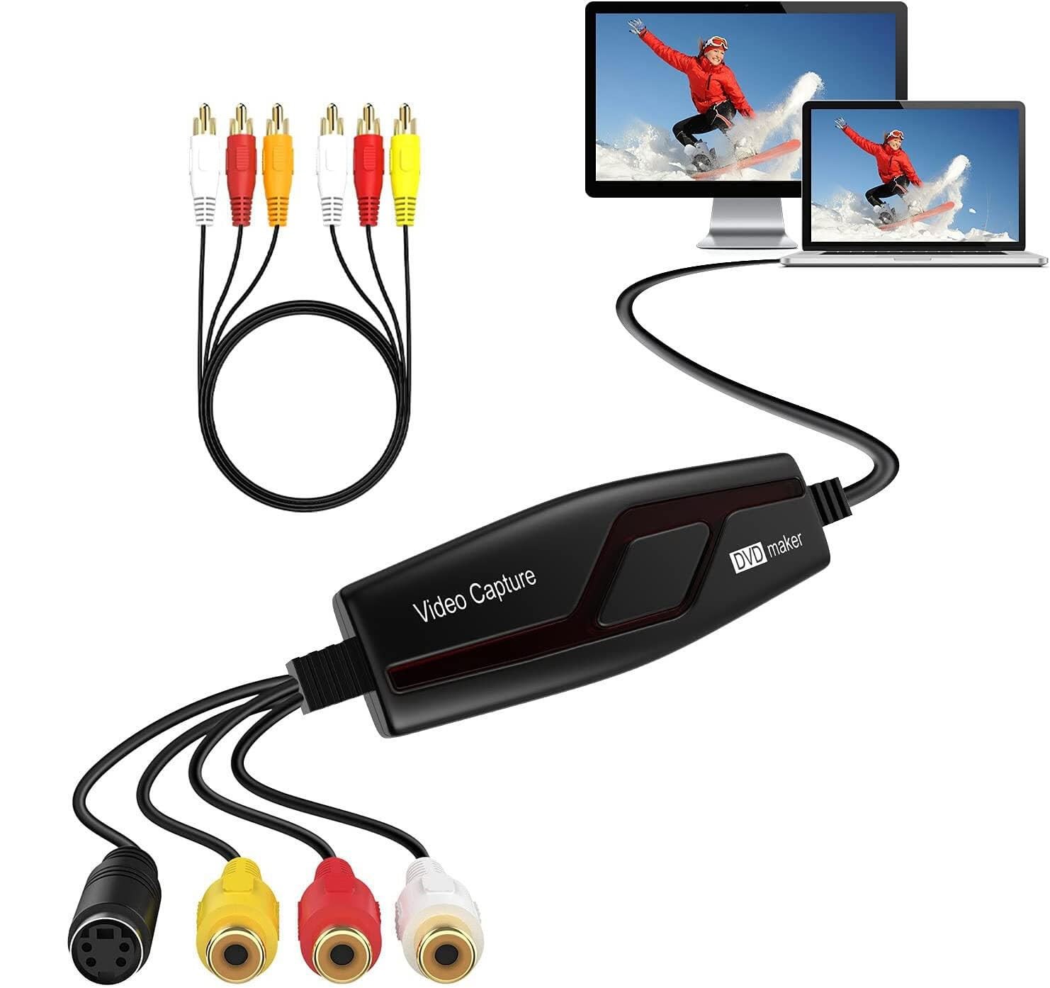VHS to Digital Converter,Video Capture Card Device,VHS VCR Hi8 Mini DV to Mac...