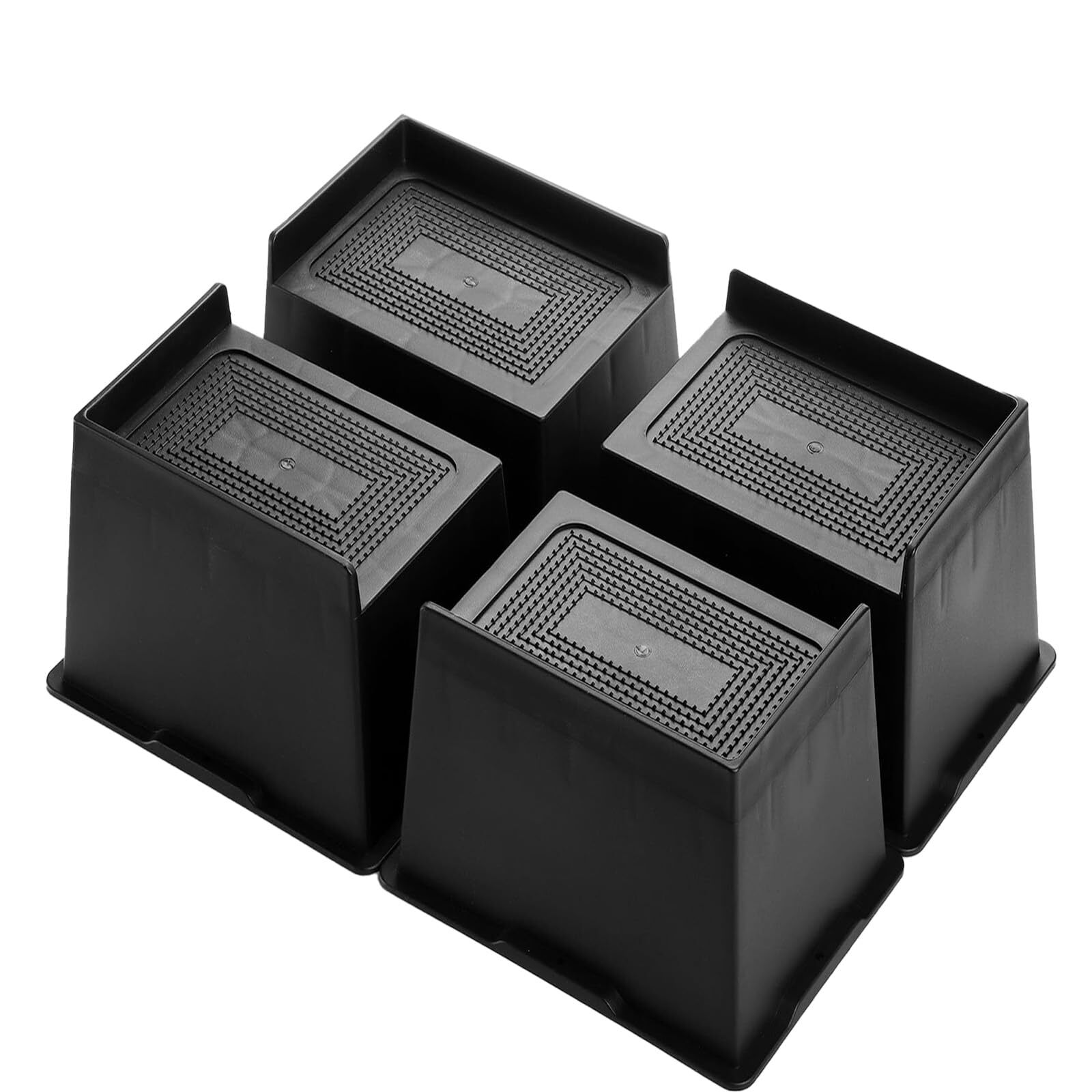 Oversized Bed Risers Black 6 Inch Raise Blocks Furniture Lifts 4 Pack Set