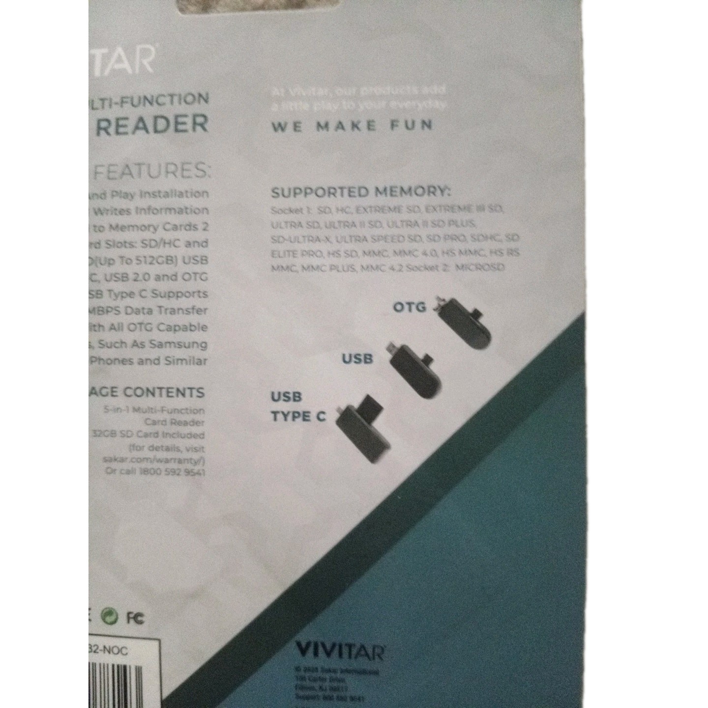 Vivitar 5 in 1 Multi Function Card Reader 3 Inter Faces PC Mac Easy Plug & Play