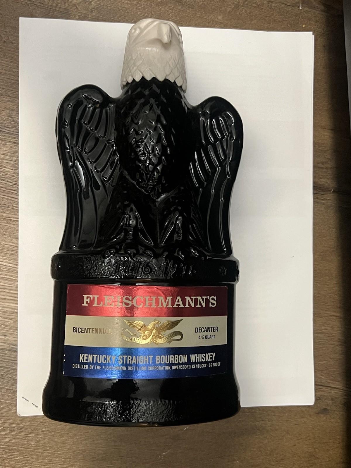 Fleischmann's Bicentennial Eagle Bottle 1976 Collector Bourbon Bottle Empty